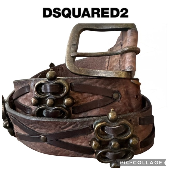 Dsquared2 medieval vintage Brown leather menbelt size 48